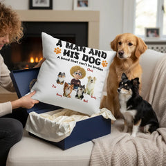 A Man and His Dog- Linen Pillowcase + Pillow Insert Set
