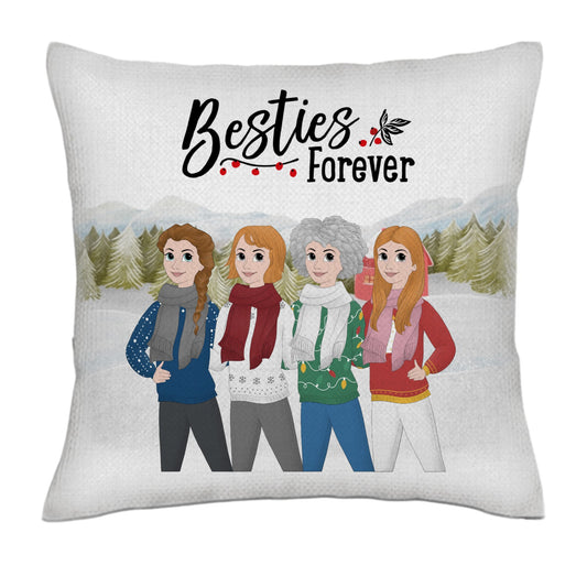 Besties forever (Disney frontal) 1-5 girls - Dome acrylic- Linen Pillowcase + Pillow Insert Set