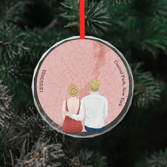 The night we met - Pencil style back-Personalized Custom Round Glass Pendant