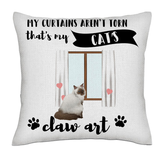My curtains aren´t torn thats my cats claw art- Linen Pillowcase + Pillow Insert Set