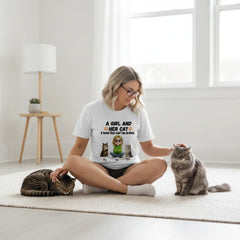 A Girl And Her Cat-200g High-Quality 100% Cotton T-Shirt with Heat Transfer Printing