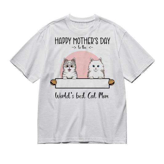 Happy mothers day to the worlds best Cat Mom (Frontal) -200g High-Quality 100% Cotton T-Shirt with Heat Transfer Printing