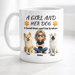 Personalized "A Girl and Her Dog" Mug - Up to 4 Dogs Custom Gift
