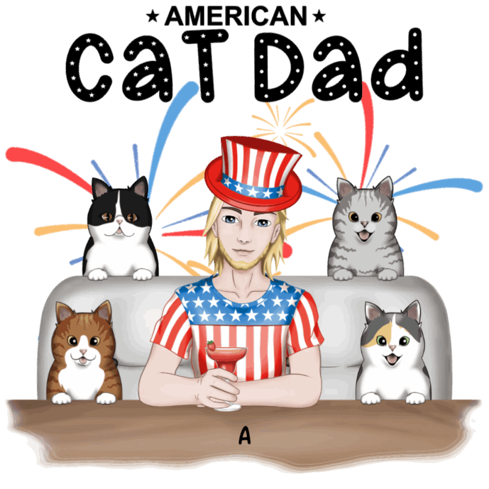 American Cat Dad-Personalization Custom 200g cotton T-shirt