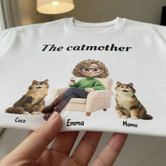Personalized "The Catmother" T-Shirt - Custom Cat Names - Premium 200g Heavyweight Cotton Gift