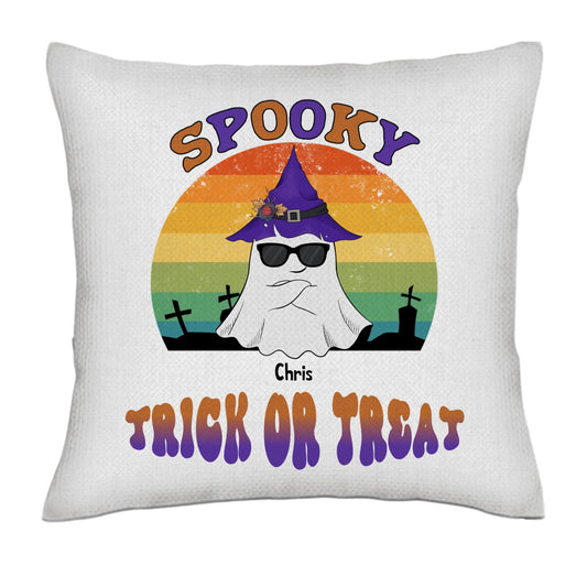 Spooky Vibes - Warped Text/Gradient - Linen Pillowcase + Pillow Insert Set