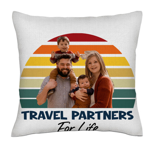Travel partners for life - Photos- Linen Pillowcase + Pillow Insert Set