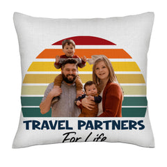 Travel partners for life - Photos- Linen Pillowcase + Pillow Insert Set