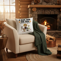 A Man and His Dog- Linen Pillowcase + Pillow Insert Set