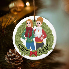 Sisters for life-Double-Sided Ceramic Round Pendant (Multiple Sizes Available)