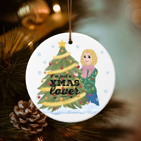 Christmas lover (Disney style - Woman)-Double-Sided Ceramic Round Pendant (Multiple Sizes Available)