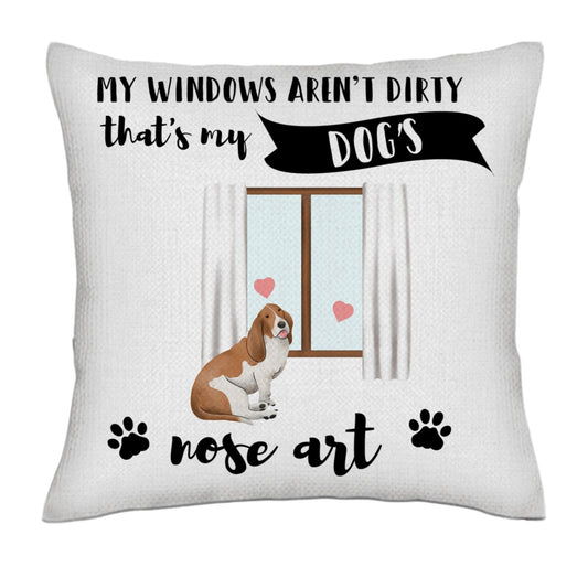 My windows aren´t dirty thats my dogs nose art- Linen Pillowcase + Pillow Insert Set