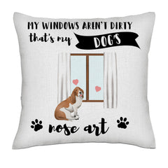 My windows aren´t dirty thats my dogs nose art- Linen Pillowcase + Pillow Insert Set