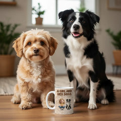 Personalized Dog Mom Mug - Custom Girl and Her Dogs Ceramic Coffee Cup - Unique Pet Lover Gift
