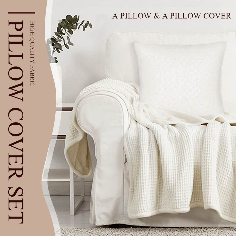 Cat / Always with me (Back)- Linen Pillowcase + Pillow Insert Set