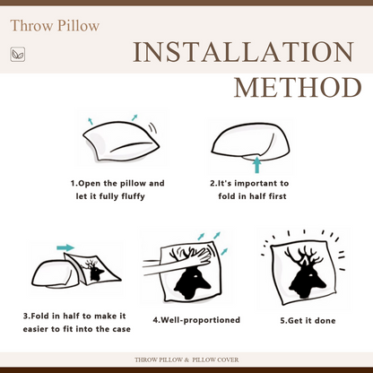 Cat / Always with me (Back)- Linen Pillowcase + Pillow Insert Set