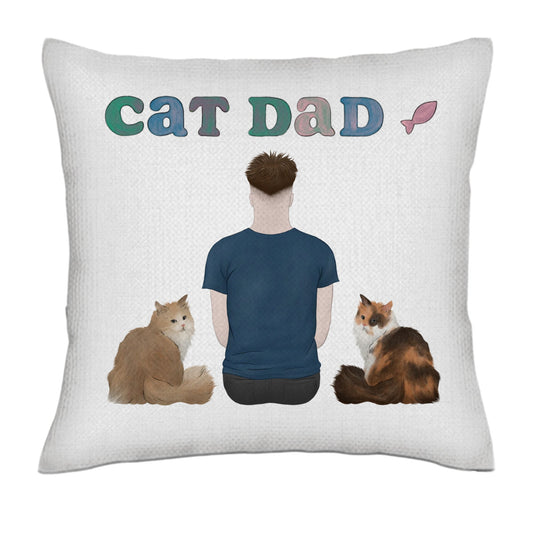 Cat Dad (Back)- Linen Pillowcase + Pillow Insert Set
