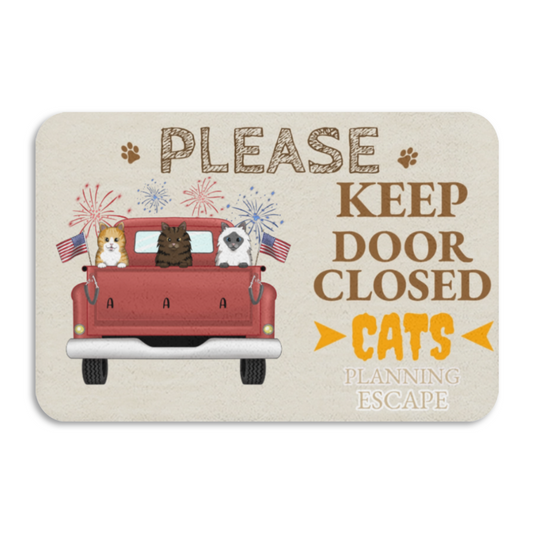 Cats Planning Escape Truck-Premium Custom Diatomaceous Earth Door Mat | Made in USA