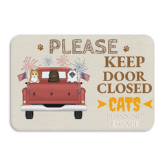 Cats Planning Escape Truck-Premium Custom Diatomaceous Earth Door Mat | Made in USA