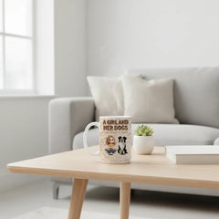 Personalized Dog Mom Mug - Custom Girl and Her Dogs Ceramic Coffee Cup - Unique Pet Lover Gift