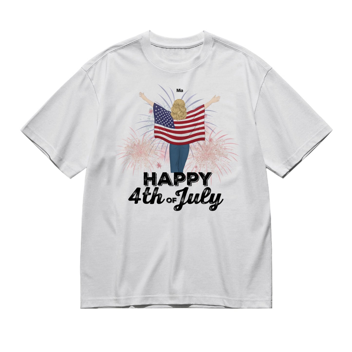 Happy 4th of july- Back Pencil (Standing)-200g High-Quality 100% Cotton T-Shirt with Heat Transfer Printing