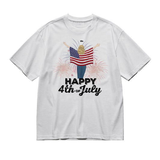 Happy 4th of july- Back Pencil (Standing)-200g High-Quality 100% Cotton T-Shirt with Heat Transfer Printing