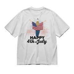 Happy 4th of july- Back Pencil (Standing)-200g High-Quality 100% Cotton T-Shirt with Heat Transfer Printing