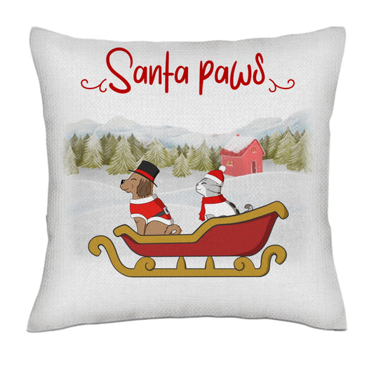 Santa paws - Dogs and cats - Linen Pillowcase + Pillow Insert Set
