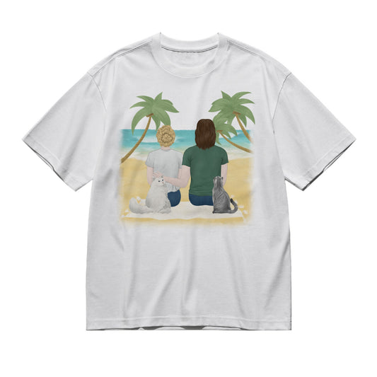 You, me and the cats (Back)-200g High-Quality 100% Cotton T-Shirt with Heat Transfer Printing