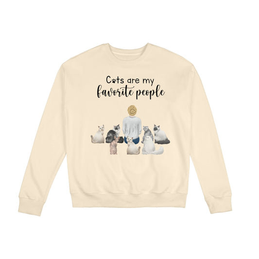 Cats are my favorite people - Personalized Custom Eight-Color 310G Cotton Crew-Neck Sweatshirt