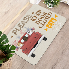 Cats Planning Escape Truck-Premium Custom Diatomaceous Earth Door Mat | Made in USA