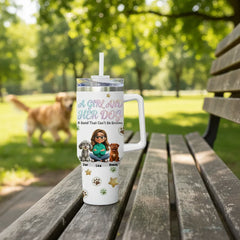Personalized 40oz Tumbler with Handle - "A Girl And Her Dog" Custom Travel Mug