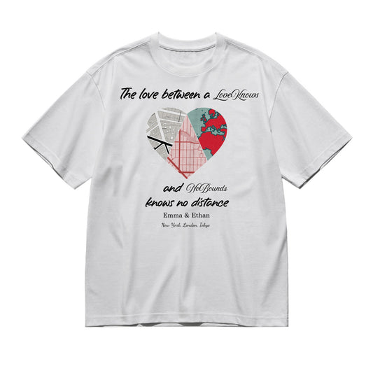 The love between a ... and ... knows no distance - Maps-200g High-Quality 100% Cotton T-Shirt with Heat Transfer Printing