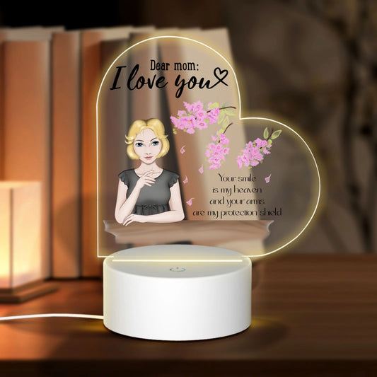Heart acrylic plaques - Woman-Personalized Heart-Shaped Acrylic Light Board with Base
