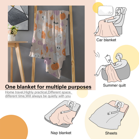 Cute Halloween Name Pattern Write your name-Personalized 300g Flannel Blanket 30×40 inches