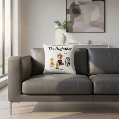 Custom Linen Dog Pillow - "The DogFather" Personalized Pet Throw Cushion - Premium Linen Fabric Gift for Dog Lovers