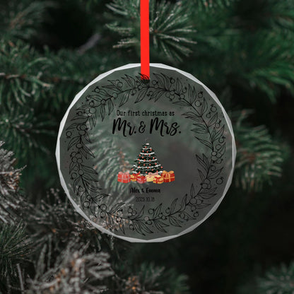 Our first christmas as partners - Text only-Personalized Custom Round Glass Pendant