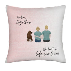 The day I met you I found my missing piece (Dogs - Pencil back)- Linen Pillowcase + Pillow Insert Set