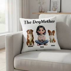 The Dog Mother | Custom Linen Pillow – The Ultimate Gift for Proud Dog Moms