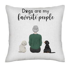 Dogs are my favorite people (Woman / Back)- Linen Pillowcase + Pillow Insert Set