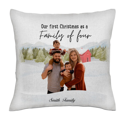 Our first christmas together - photo- Linen Pillowcase + Pillow Insert Set