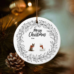 Merry christmas - Pencil style back pets cloned-Double-Sided Ceramic Round Pendant (Multiple Sizes Available)
