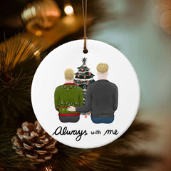 Always with me (Parent and child) christmas -Double-Sided Ceramic Round Pendant (Multiple Sizes Available)