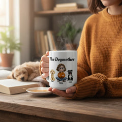 Personalized The Dogmother Mug with Custom Dog Names & Breeds - Funny Dog Mom Gift for Her (11oz & 15oz)