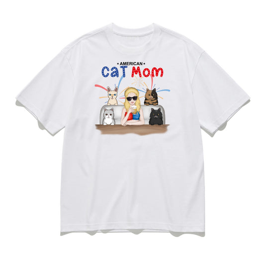 American Cat Mom-Personalization Custom 200g cotton T-shirt