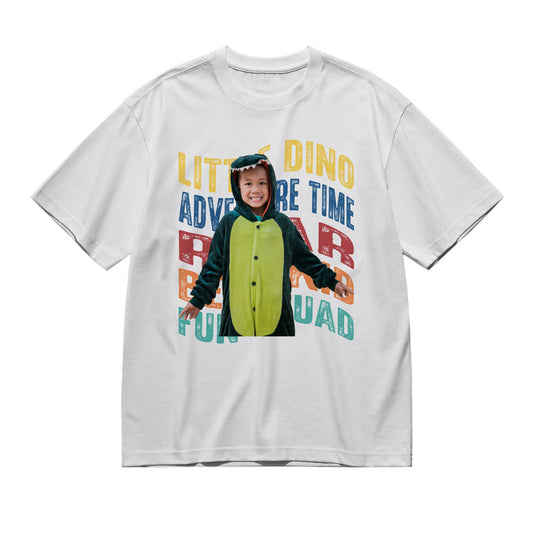 Background words - Photo - Warped text-200g High-Quality 100% Cotton T-Shirt with Heat Transfer Printing