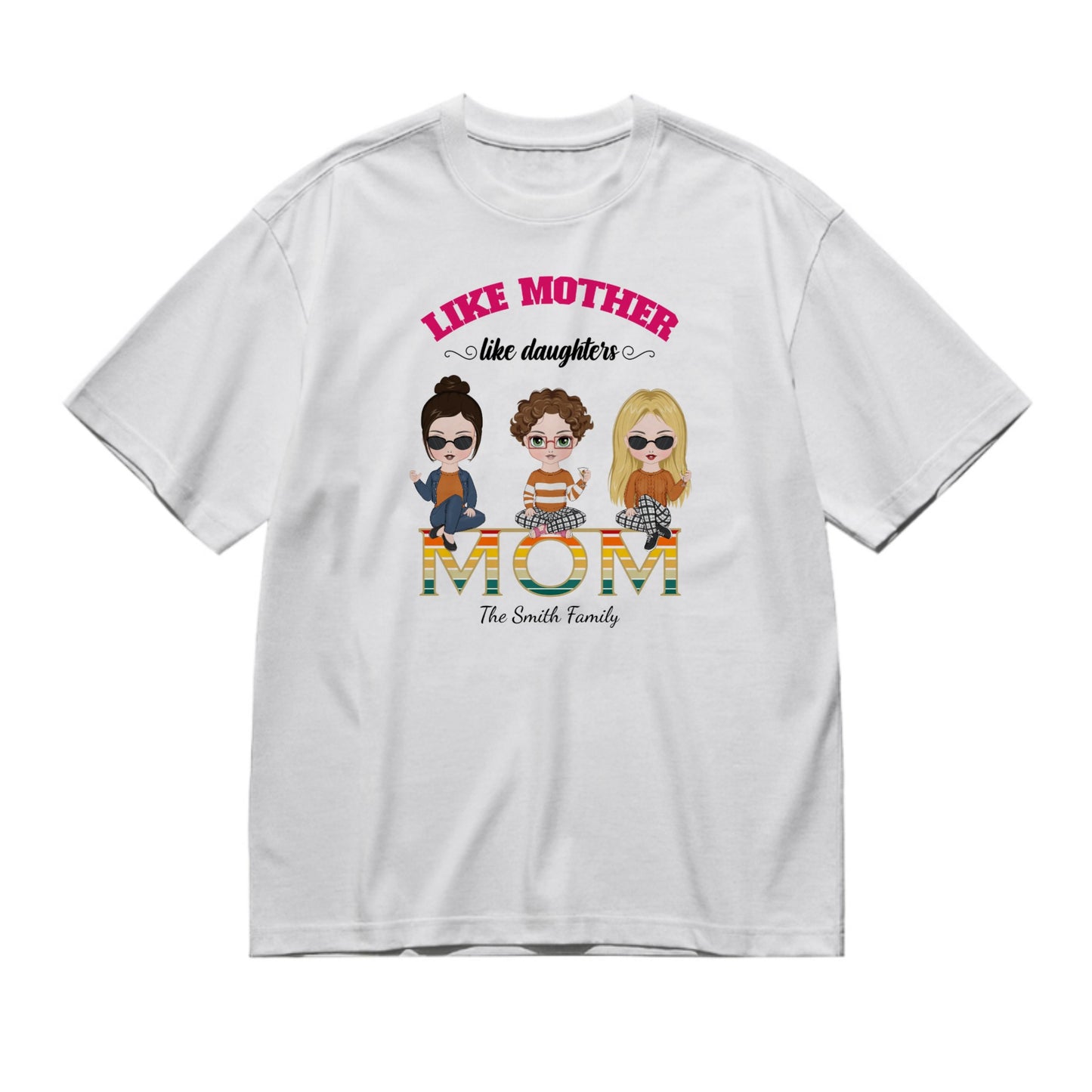 Like mother like daughter - Chibi style (Circle) -200g High-Quality 100% Cotton T-Shirt with Heat Transfer Printing