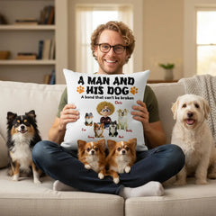 A Man and His Dog- Linen Pillowcase + Pillow Insert Set