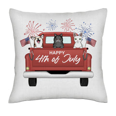 Happy 4th of July - Dogs and cats- Linen Pillowcase + Pillow Insert Set