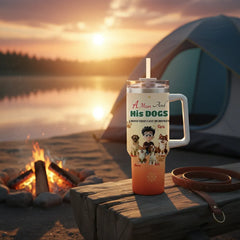 The "A Man and His Dogs" Custom 40oz Tumbler with Handle - Fits Car Cup Holders & Keeps Ice for Hours